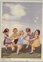 Werbung - Mode - Künstler sign Jüttner - ca 1935 AK Reigen Kinder Indanthren