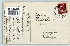 Neujahr - Korb mit Klee, Tannenzweig und Pilze AK Pilz 1933