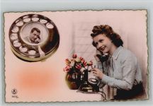 Verlag J.G. Serie 563-5 - 1946 Foto AK Liebe Telefon