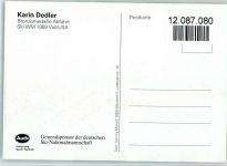 Karin Dedler vor einem Audi 1989 Original Autogramm Ski