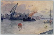 W2300 Kiel , Ostsee Germania Werft vom Kieler Hafen gesehen Krupp 1920 Künstlerkarte