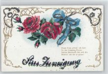 Aus Zuneigung, Gedicht , Rosen Glitzer AK mit Glitzer