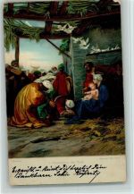 29639 Gemälde von Barabino, Madonna mit Jesu im Stall , christliches Stengel + Co