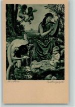 Aus der Thoma Mappe - Quellen Nymphe, Elfen , Laute spielen Thoma, H. Künstlerkarte