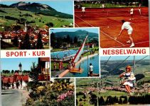 W8964 Nesselwang Tennisplatz mit Spieler , Seilbahn ca 1980 AK Tennis