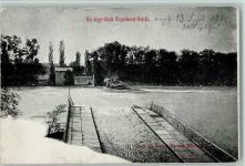 W8000 München Die eingestürzte Bogenhauser Brücke 1899 Hochwasser
