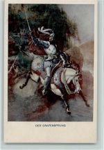 Der Grafensprung - Schwarzwald Sagen, Blatt 5 - Verlag König - Gemälde von Götzenberger , Ritter Schwarzwald