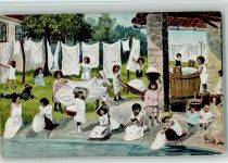 Serie 367 Babys und Kinder beim Waschen und Wäsche aufhängen Waschfrau 1905