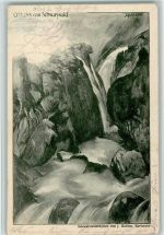 Schwarzwald Idyllen von J. Gallion - Wasserfall Schwarzwald Maler Künstlerkarte
