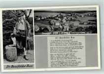 72297 W7291 Besenfeld 1960 - Der Besefelder Bua mit Pfeife - Tracht , Spruch, Teilansicht , gute Erhaltung AK