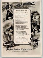 Gold Dollar Werbung und Liederkarte AK Zigarette