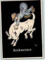 Bild Nr. 13 Bockmeister - aus "Lustige Gezähekiste"- 48 bergmännische Begriffe, Karikatur von H. Moritz 1981 AK Bergbau Künstlerkarte