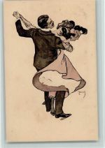 Serie I Nr. 3 sign Reznicek - der Tanz , Frau mit Maske Simplicissimus Künstlerkarte