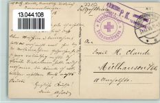 W7710 Donaueschingen Karlsstrasse Feldpoststempel Verienslazarett Feldpoststempel WK I 1916
