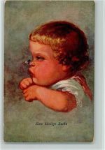 Kleinkind mit einer Fliege auf der Nase AK Biene 1925 Künstlerkarte