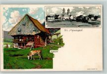 79274 W7811 St. Märgen 1898 Gebrauchsspuren Künstlerkarte, Litho - sign Mutter - Velten Verlag Nr. 45