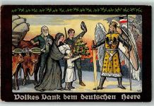 W2000 Hamburg Volkes Dank dem deutschen Heer - Engel - Opfertag Propaganda WK I Lithographie / Künstlerkarte