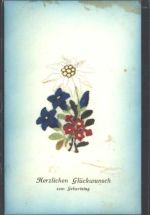 Geburtstag Seidenstickerei AK Alpenflora AK mit Stickerei