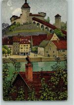 Schaffhausen Sciaffusa Festung Munot - Kunstanstalt Wolfensberger , gute Erhaltung AK Schlatter, E. E. Lithographie / Künstlerkarte