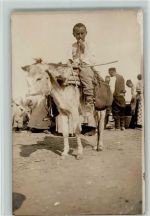Foto AK Balkankrieg 1916 - Marktszene, Kind auf einem Ochsen - Volkstypen