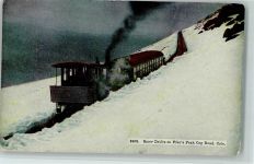 Snow drifts on Pikes Peak Cog Road, Colorado - Bergbahn