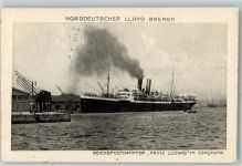 Yokohama Prinz Ludwig Dampfer in Yokohama AK Norddeutscher Lloyd 1928