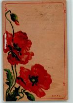 Furnier-AK Mohnblumen AK Holzkarte 1901