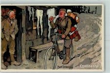 Feldpost WK I Fahrrad AK Continental 1918 Künstlerkarte