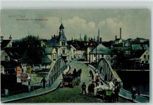 Hradek nad Nisou Grottau - Rudolfstraße Neissebrücke Kutsche Werbung Schornstein Hundekarren