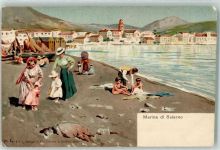 84100 Salerno Künstlerkarte Marina Strand sign A. Barone