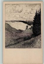 sign. Hans von Volkmann Wiesentälchen AK Kunst und Leben Künstlerkarte