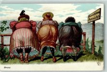 Zur schönen Aussicht Humor Erotik AK Dicker Mensch 1907