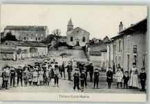 54610 Thezey-Saint-Martin 1915 - Kirche Kinder Soldatenbriefstempel Landsturm Inf. Batl. 2. Kp. Kaiserslautern