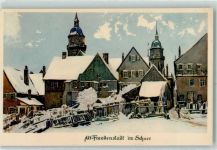 W7290 Freudenstadt Altstadt im Winter AK Biese, K. Gebrauchsspuren