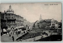 Libau Liepaja 1918 - Große Straße Straßenbahn