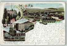 Bad Landeck Ladek-Zdroj 1898 Lithographie Schollen-Stein Kurhaus Thal-Heim Kur-Saal