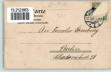 03042 O7500 Cottbus 1901 Gebrauchsspuren Gruss aus - Litho, Kriegerdenkmal, Postamt, Realschule, Kreishaus AK