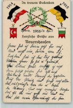 W7806 Neuershausen WK I Vierbund - Türkische Fahne Zweibund Deutschland-Österreich 1916
