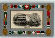 Rorschach Lithographie Prägedruck Passepartout Wappen Denkmäler Passepartout Gebrauchsspuren