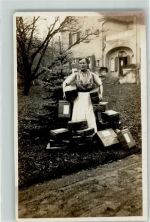03130 O7590 Spremberg , NL 1916 Privatfoto AK Frau Pakete Ort lt. Stempel
