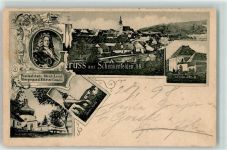 4192 Schenkenfelden 1898 - Kirche Schule Elternhaus Freiherr von Harruckern
