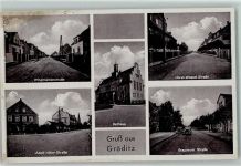 01609 O8402 Gröditz b Riesa Gebrauchsspuren Rathaus , Adolf Hitler Str. , Horst-Wessel-Str. AK WK II WK II