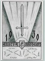 94374 W8445 Burghausen , Niederbay 1939 - Absolvia Schwert Unterschriften Studentika