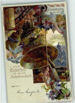 Osterfest Neues Jahrhundert Glocke Engel Tauben Privatganzsache 1900 Lithographie