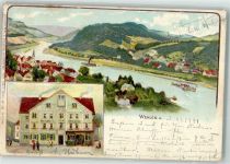 01829 O8306 Wehlen Stadt 1899 Lithographie Hotel Föhringer Ausflugsdampfer Elbe