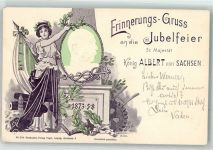 Jubelfeier König Albert Ereignis Verlag Vogel Nr. 204 Germania sign. Loos Adel Sachsen 1898 Prägedruck