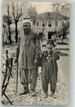Shkodra Skutari 1918 Gebrauchsspuren Tracht Mann mit Kind Feldpost WK I Posta Milttaire