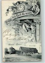 W3380 Goslar Neujahr - Engel mit Glocke und Uhr AK Städteglückwunsch 1899