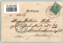 77704 W7602 Oberkirch , Baden 1901 Gebrauchsspuren Petersthaler-Trachtenpaar Lithographie Bahnpost Appenweier - Oppenau Zug 256