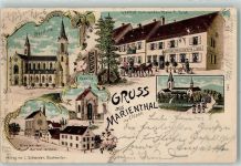 67240 Marienthal 1901 Gebrauchsspuren Gruss aus Lithographie Gasthaus zum wilden Mann AK